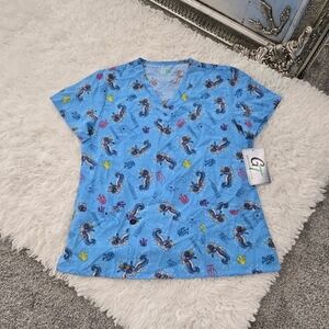 GT Performance Under The Sea V-Neck Print Scrub Top. Size Large. New.Medical u